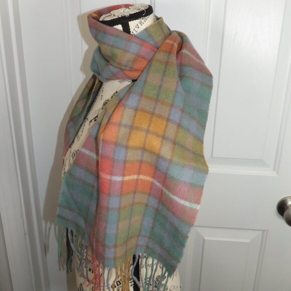 KILTANE Of Scotland 100% Lambswool Scarf Multi Plaid 61" X 10.25" Fringe Excelle - Picture 4 of 7